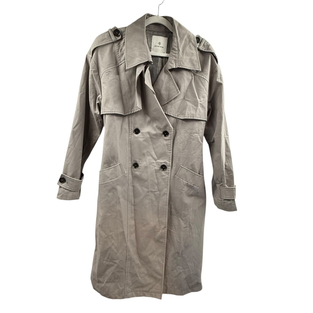 Annie Bing Long Women's Medium Gray Finley Trench Coat *FLAW* - Picture 2 of 12